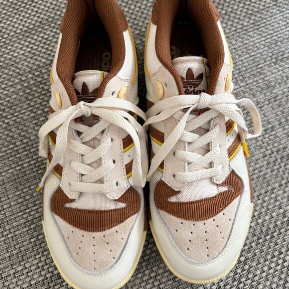 ADIDAS Rivalry Low 86 Leather Chalk White/Wild Brown/Hazy Yellow M6.5/W 8.5 - Picture 5 of 9